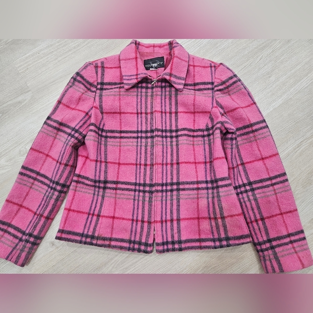 Requirements Vintage Pink Plaid Wool/Mohair Women's Jacket Size 8